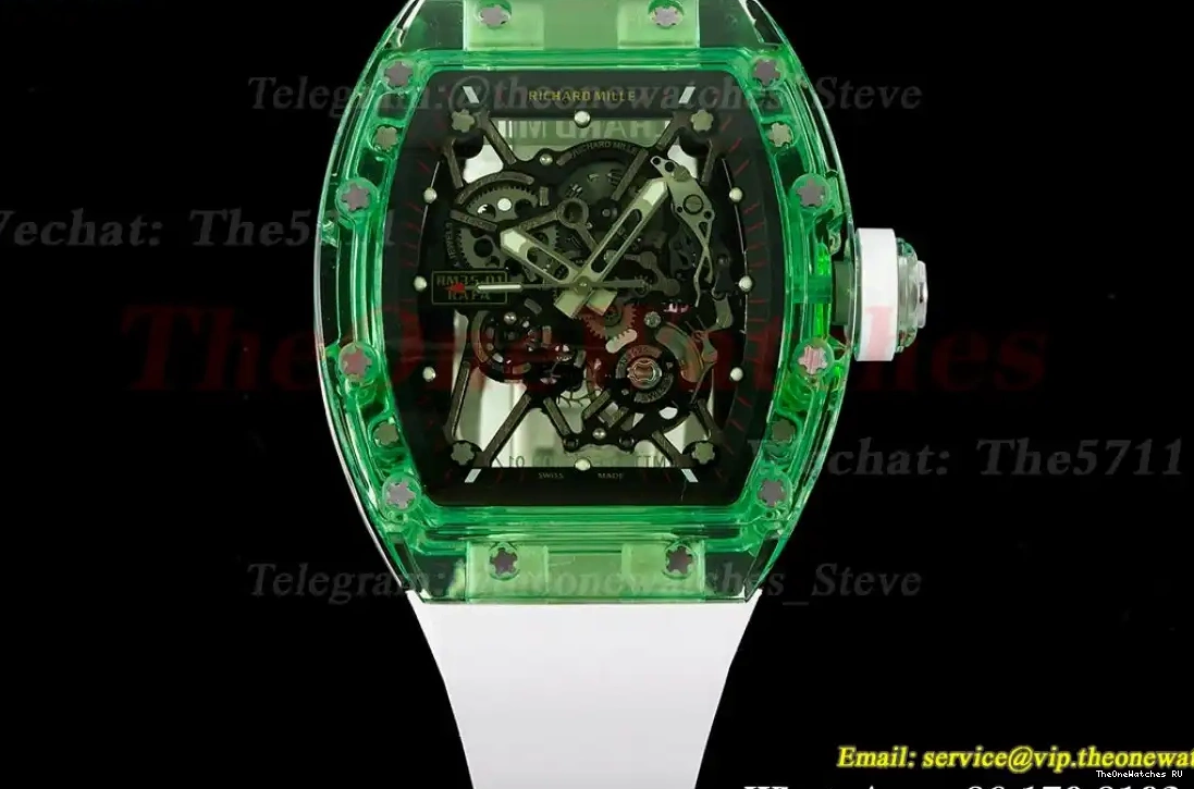 Clone White on RMSF Green RM35-01 strap RMUL2 Skeleton Dial Transparent Rubber 0324